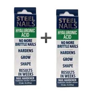 2 pack Steel Nails  Hyaluronic Acid Nail Hardener 12ml Each with Calcium Keratin Garlic for Stronger Softer Nails Results in Weeks Uñas de Acero Endurecedor de Uñas Viral en TikTok