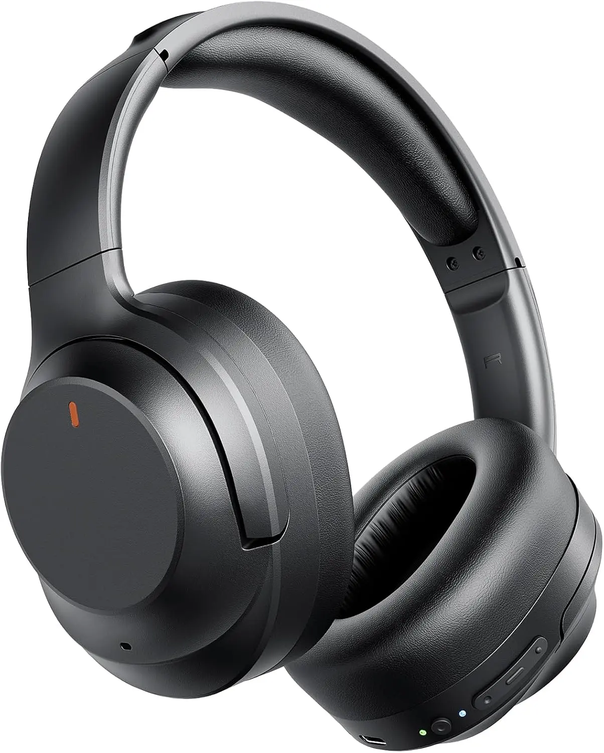 Active Noise Cancelling Headphones, Upgraded Wireless Bluetooth Headphones Over Ear with ENC Mic, HiFi Stereo Deep Bass, Noise Canceling Headphones Lightweight, BT 5.4, for Travel/Office/Home, Black