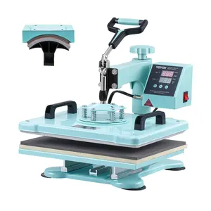 VEVOR Heat Press Machine, 12 x 15 inch, 2 in 1 Heat Transfer Machine with Hat Press, 360° Swing Away T-Shirt Pressing Machine, Digital Precise Control, Fast Even Heating for T-Shirts/Hats/Caps, Green