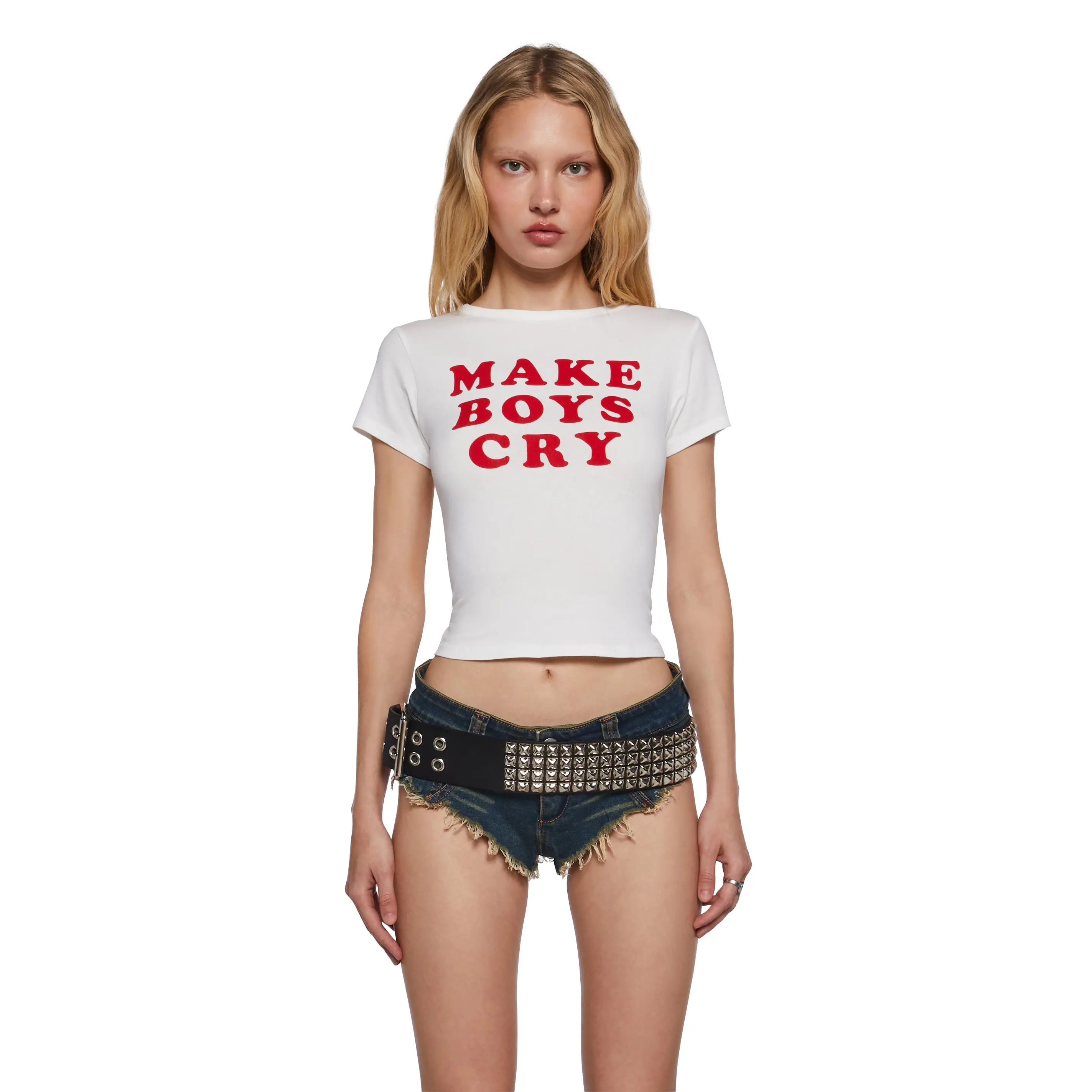 Cute Boy Tears Graphic Tee - White