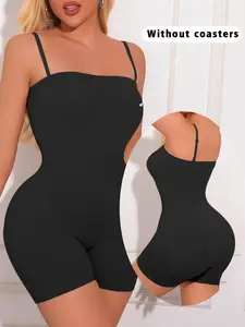 1 piece solid color tummy control and buttocks lifting women's one-piece sportswear, Sporty Comfy Jumpsuit, Yoga Jumpsuit, high elasticity, slimming, no curling, adjustable shoulder straps, breathable and comfortable, suitable for daily casual wear