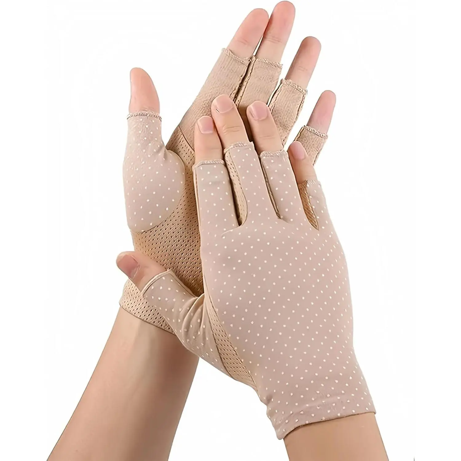 Fingerless UV Protection Gloves for Women Girls, Sunblock Non-Slip Driving Gloves, Breathable Outdoor Gloves for Cycling Fishing Gardening Daily Use