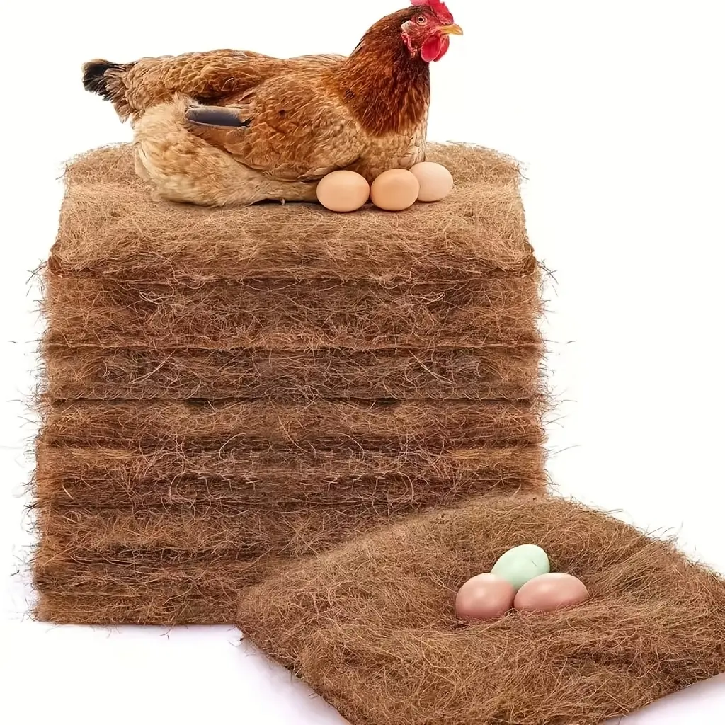 10PCS Eco-Friendly Natural Coconut Coir Chicken Bedding Mats, Moisture-Proof, Heat-Insulated, Breathable & Absorbent, Durable & Reusable, Easy to Maintain, Egg-Safeguarding Nesting Pad for Poultry Ducks