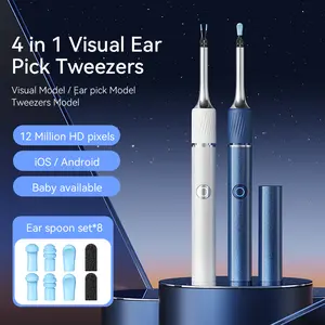 Visual EarPick Tweezers, Ear Camera with Tweezers, Ear Cleaner with Camera, 1080P HD Earwax Removal Tool with Light, IP67 Ear Cleaning Kit with 6 Ear Spoon, Ear Camera Otoscope for iPhone & Android