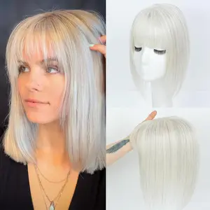 Human Hair Toppers For Women 9x13 Platinum Blonde Color Toppers For Women With Thinning Hair 11 Inches HairPieces For Solve Slightly Hair Loosing