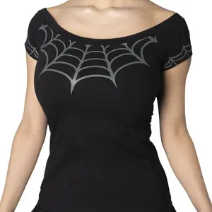 Spiderweb Grey Shoulder Top