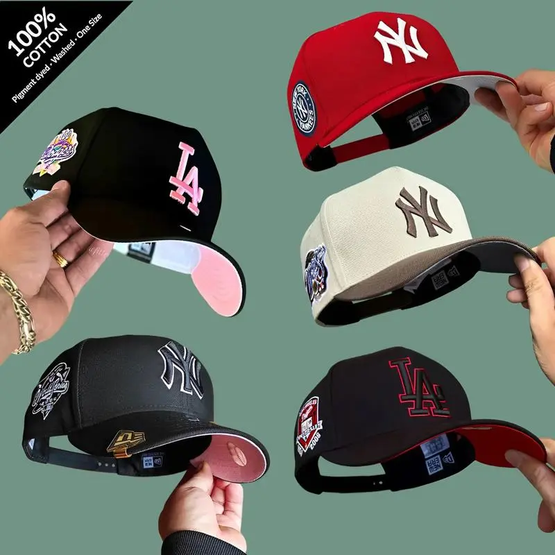New Era MLB LA Dodgers & NY Yankees 59FIFTY 9FORTY Urban Impact Snapback Cap – Collection Embroidered Team Logo, Red Undervisor, Adjustable Unisex Baseball Hat, Retro Vintage Streetwear Look, Trucker Mesh Design, Urban Fashion Trend, TikTok Viral Headwear