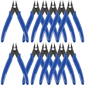 12Pcs 5" Wire Cutters with Internal Spring and Soft Handle, Mini Flush Cutters, Micro Cutting Pliers Wire Nippers, Small Side Cutters for Hobby Modeling Jewelry Electronic Crafts (Blue)