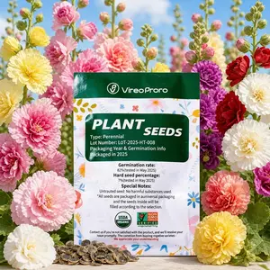 200 Hollyhock Flower Seeds, Tall Double Blooms, Heirloom Perennial Pollinator Plant