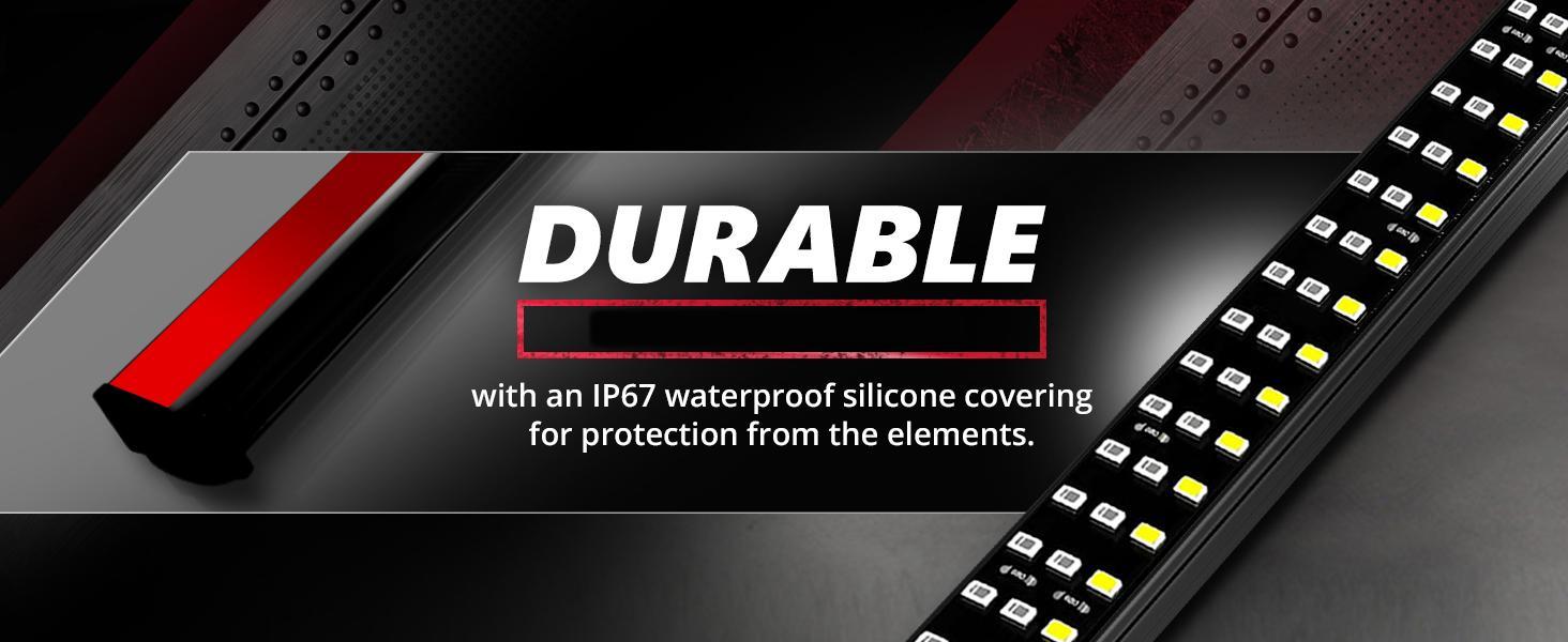 DIBMS 60 Inch Triple Row LED Tailgate Light Bar, Waterproof, 12V DC, Full Function Brake, Reverse, Amber Turn Signal, Universal Fit for Pickup, Trailer, SUV, RV, Van,Triple Row LED Work Light Strips, Triple Row Universal LED Tailgate Light Bar