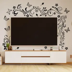 Simple Vine Butterfly Door Sticker, Living Room Bedroom Background Wall Decal, Self-Adhesive Decorative Wall Art, Wall Art Stickers, Decoration Items