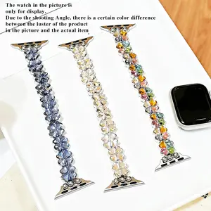 Heart Clover Rhinestone Apple Watch Band, Shiny Elegant Style, Fits Multiple Sizes, Perfect for Daily Wear & Parties, Watch Straps