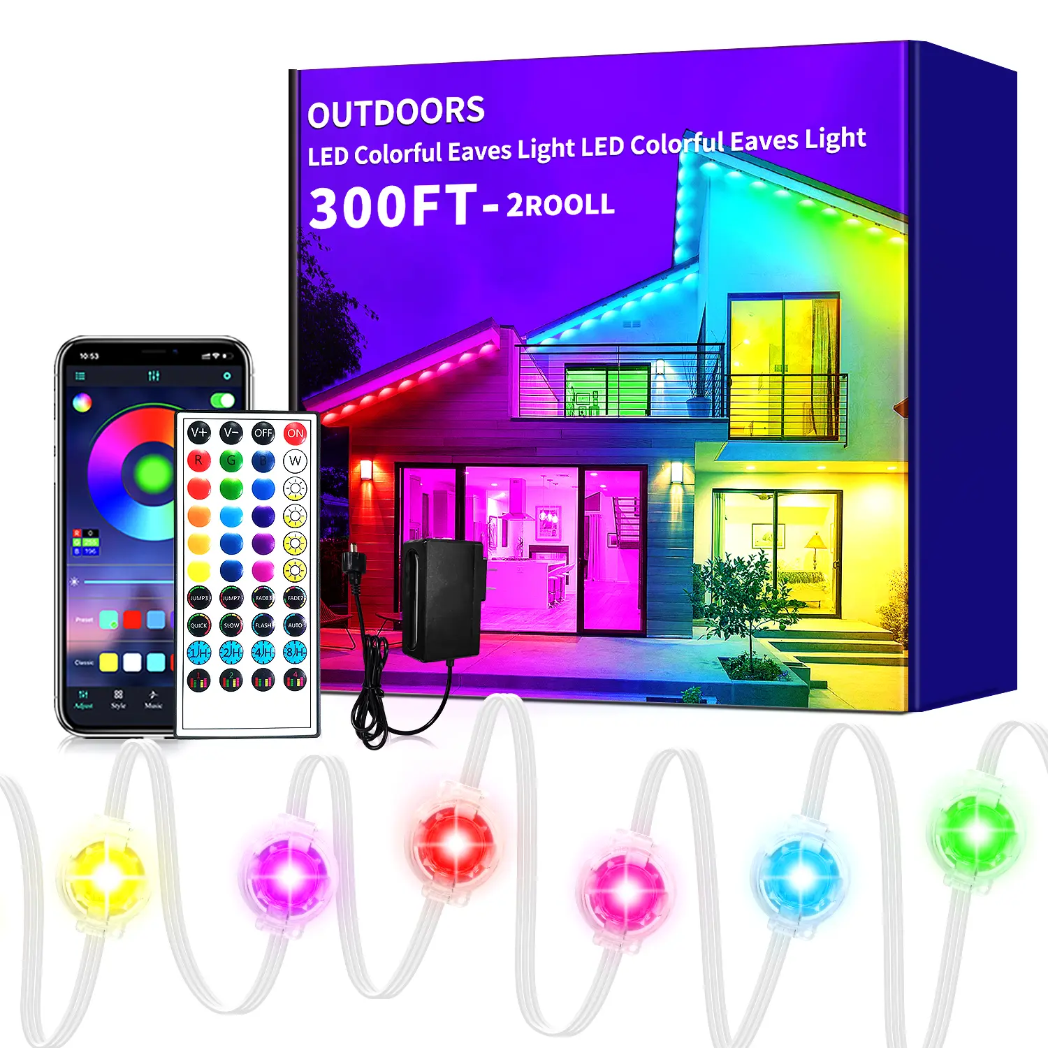 SEGRASS 50-500ft Permanent Outdoor RGB Eaves LED Strip Light, IP67 Waterproof Dimmable, App & Remote Control, DIY Under Eave House Lighting for Christmas & Outdoor Decor, Dimmable Led Lights, Rgb Led Outdoor
