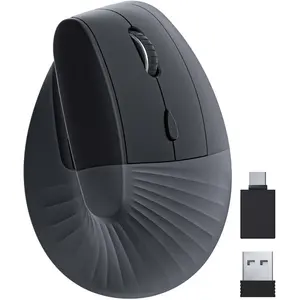Ergonomic Vertical Wireless Mouse, Type C Rechargeable, Silent, Black, Right-Handed, Compatible With Mac/PC