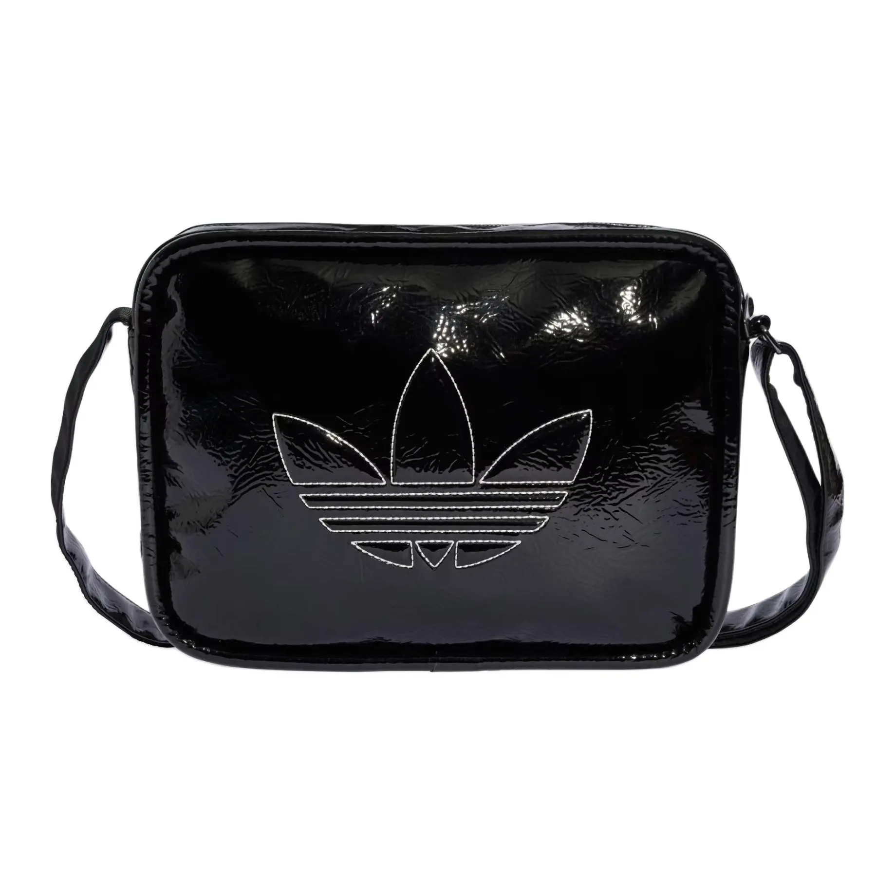 Adidas Originals Adicolor Logo PU Zipper Unisex Everyday Crossbody Sling Bag (Black), Everyday Crossbody Bag