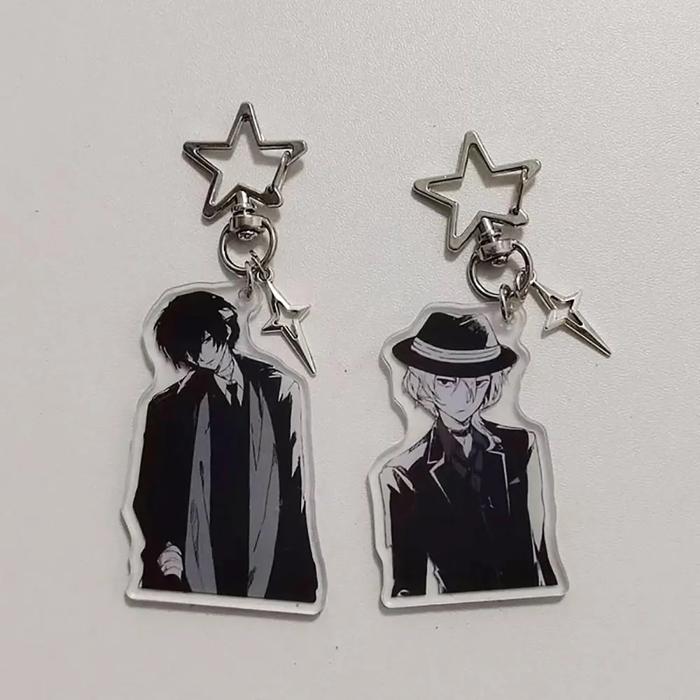 Anime BSD Dazai Osamu and Chuuay Keychain Bungou Stray Dogs Soukoku Inspiration Key Ring Cosplay Accessories Backpack Decor