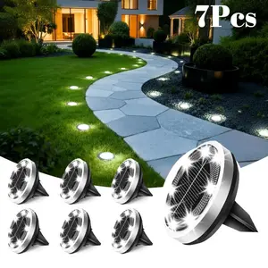 Solar Ground MIini Lights 5/7 Pack IP44 Waterproof Outdoor Disk Lights for Garden Pathway Yard Patio Lawn Walkway Bright LED Landscape Lighting Weather Resistant Solar Powered