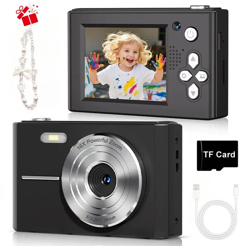 Portable Digital Camera, Suitable for teenagers and beginners,Holiday Gifts Handycam Black,Pink,Holiday Gifts, Christmas  backtoschool tiktokshopbacktoschool Compact Pocket Camera