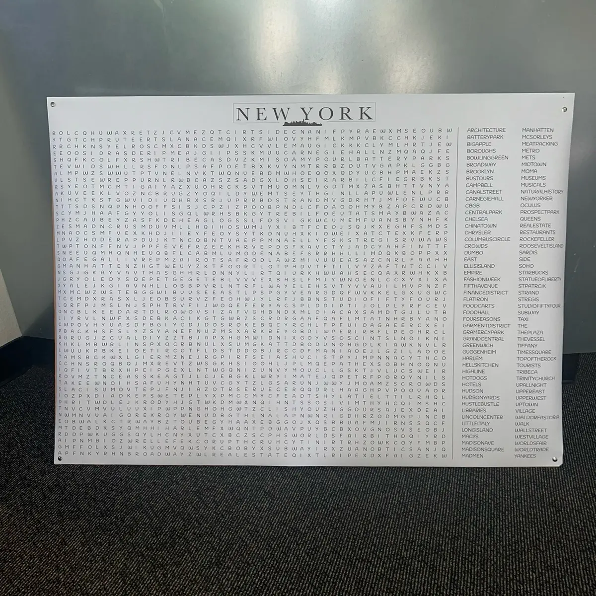 Giant New York themed Word search