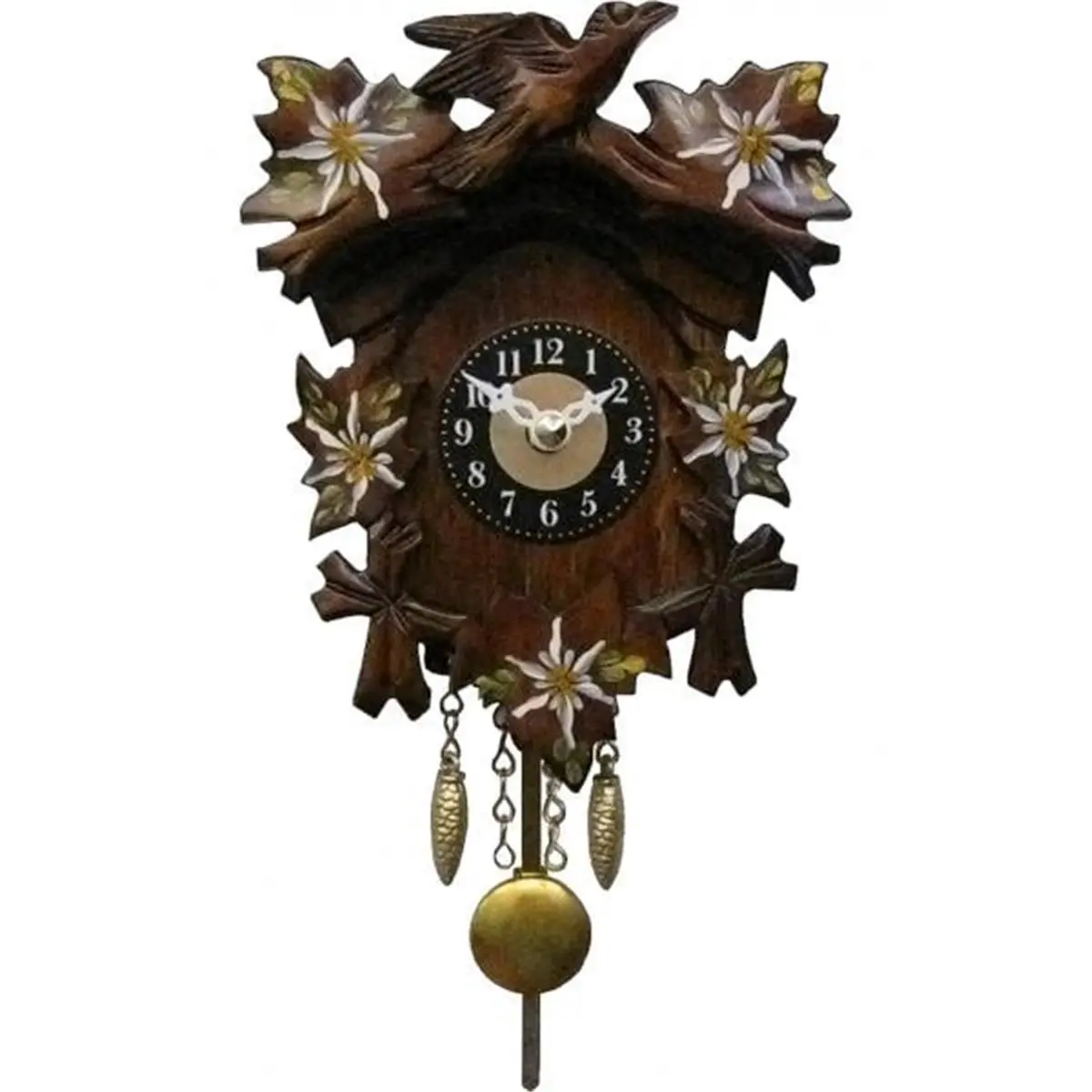 212 MAIN Engstler Clock - German Craft Christmas Decor Battery-Operated Clock with White Flowers, Music Chimes, and On-Off Switch