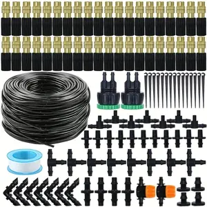 Automatic Garden Watering System Kit, 4/7mm Hose with 1/4" Brass Spray Nozzles, Universal Connector, Drip & Sprinkler System