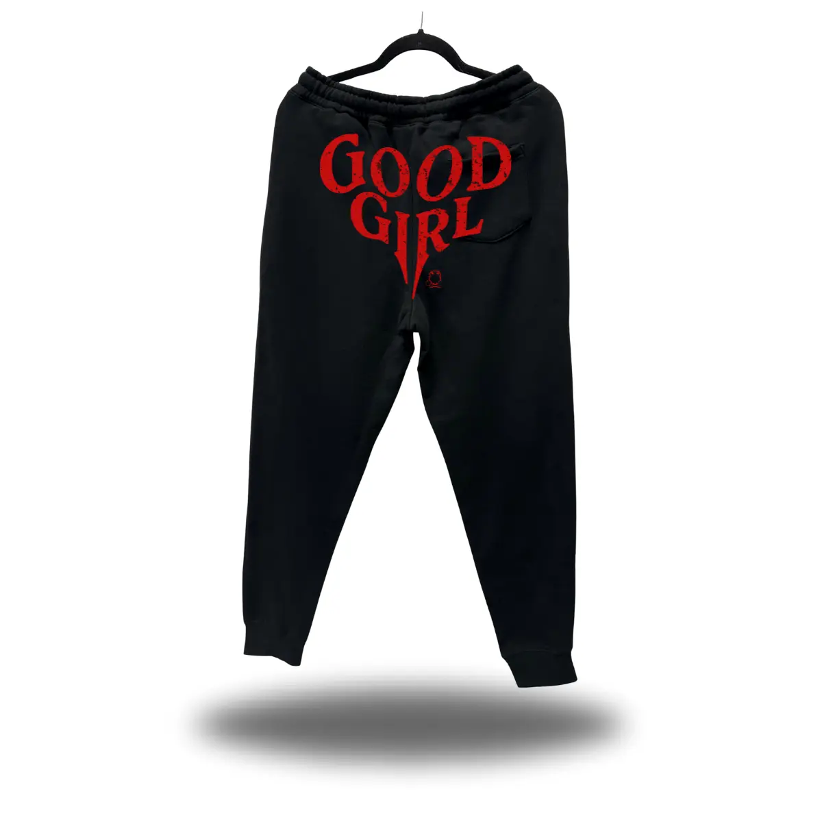 TheDriveClothing Good Girl Back Black Jogger – Y2K Streetwear Sweatpants, Oversized Biker Lounge Pants, TikTok Trendy Casual Outfit, Relaxed Fit Graphic Joggers, Unisex Urban Fashion