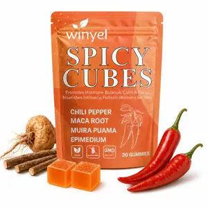 Spicy Cubes Intimacy Wellness Gummies | Peach Flavor with Chili Pepper Maca Root Muira Puama & Epimedium | 30 Gummies SummerVibes