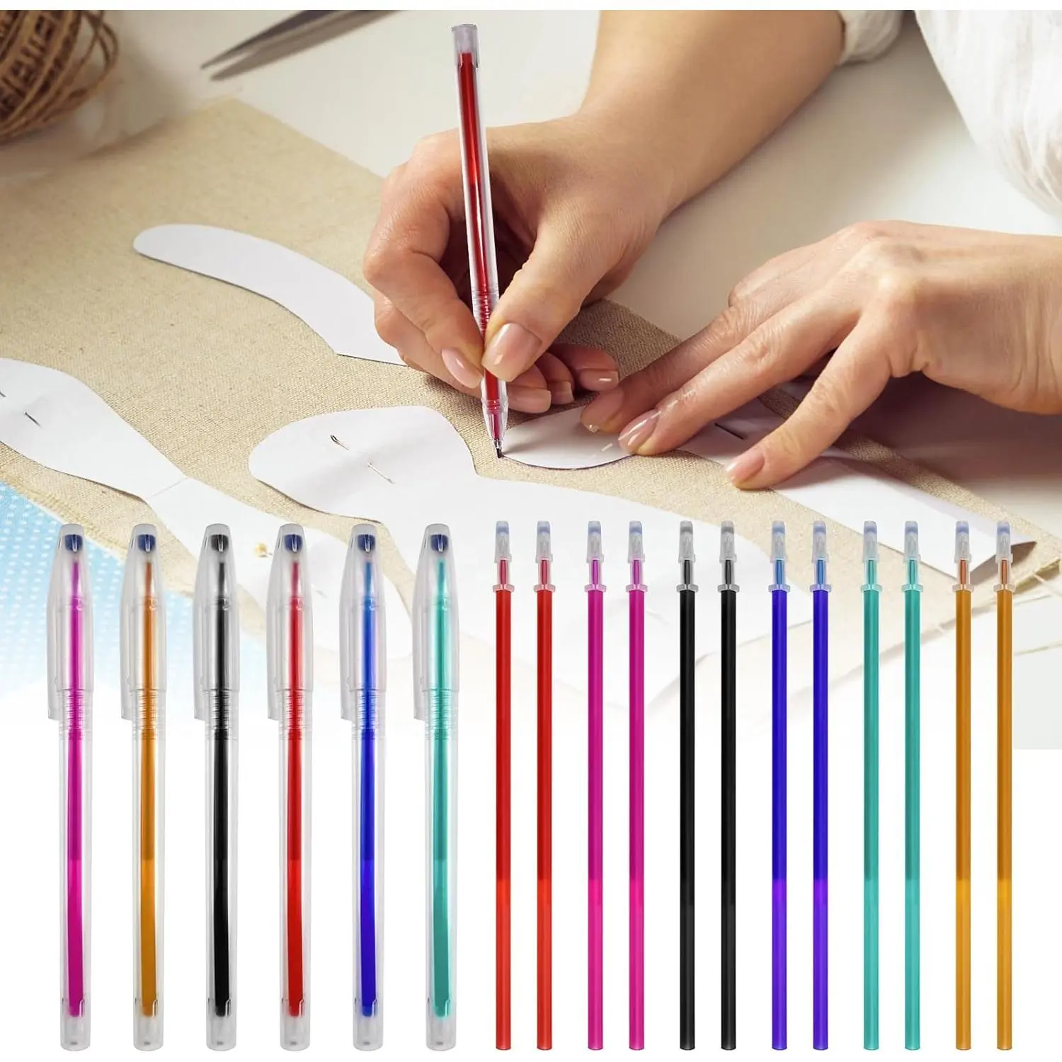 72 count Heat Erasable Pens for Fabric, Assorted Colors, Fabric Pens for Sewing Erasable for Quilting Sewing DIY Dressmaking Fabrics Tailors Chalk