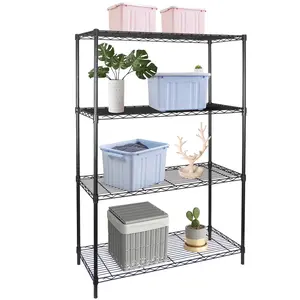 Segawe 4-Shelf Heavy Duty Storage Wire Shelving Unit, Adjustable Metal Rack for Kitchen, Laundry Room, Garage, and Pantry, Black