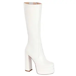 Adult White Patent Platform Gogo Boots