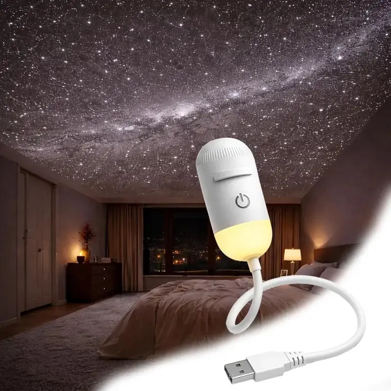 2-in-1 Galaxy Projector Night Light, USB Star Projector with Starry Sky Ceiling Projection, LED Ambient Lamp for Bedroom, Kids Room, Party and Home Decor