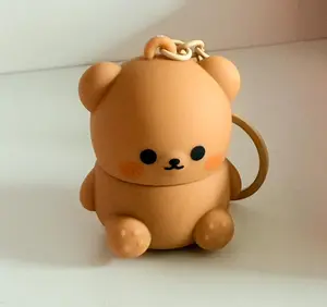 Cute Bear Lip Balm Keychain in Milk Coffee Color - Hydrating Gloss with Keyring for Soft Lips - 2 Colors Available - Chocolate