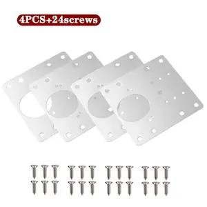 4 Pack Hinge Repair Fixing Plates with Screws, Stainless Steel Cabinet Door Latch Hinges Replacement Kit, Ideal for Kitchen Cabinets