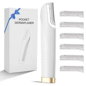 Facial Exfoliating Tool, Rechargeable Exfoliating Razor with 6 Replacement Blades, Women's Face Hair & Fine Soft Hair Remover