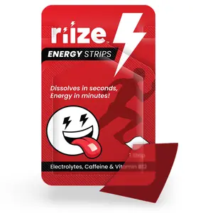 Riize Energy Quick Dissolving Strips, Vitamin Supplement With Electrolytes, Caffeine and Vitamin B12, 3 Per Pack