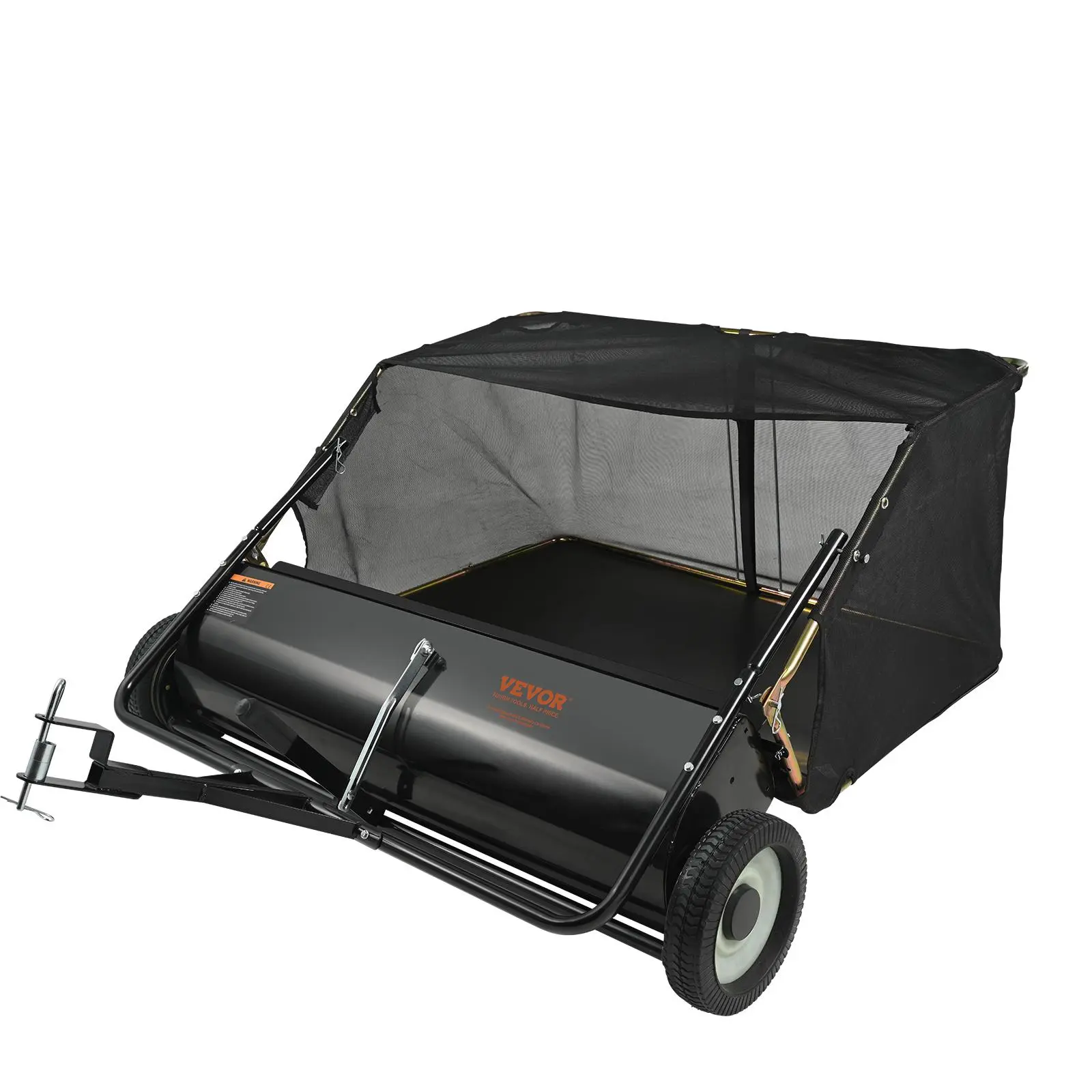 【summerfinds】VEVOR Tow Behind Lawn Sweeper, 50 in Pull Behind Lawn Sweeper, 26 cu. ft Large Capacity Leaf & Grass Collector, Heavy Duty Garden Sweeper with Adjustable Sweeping Height for Yard, Lawn, Farm