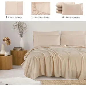 UltraTemp 6 Queen Sheet - Ultra-Series, Cooling , Deep Pocket Wrinkle-Free Oeko-TEX, Cream
