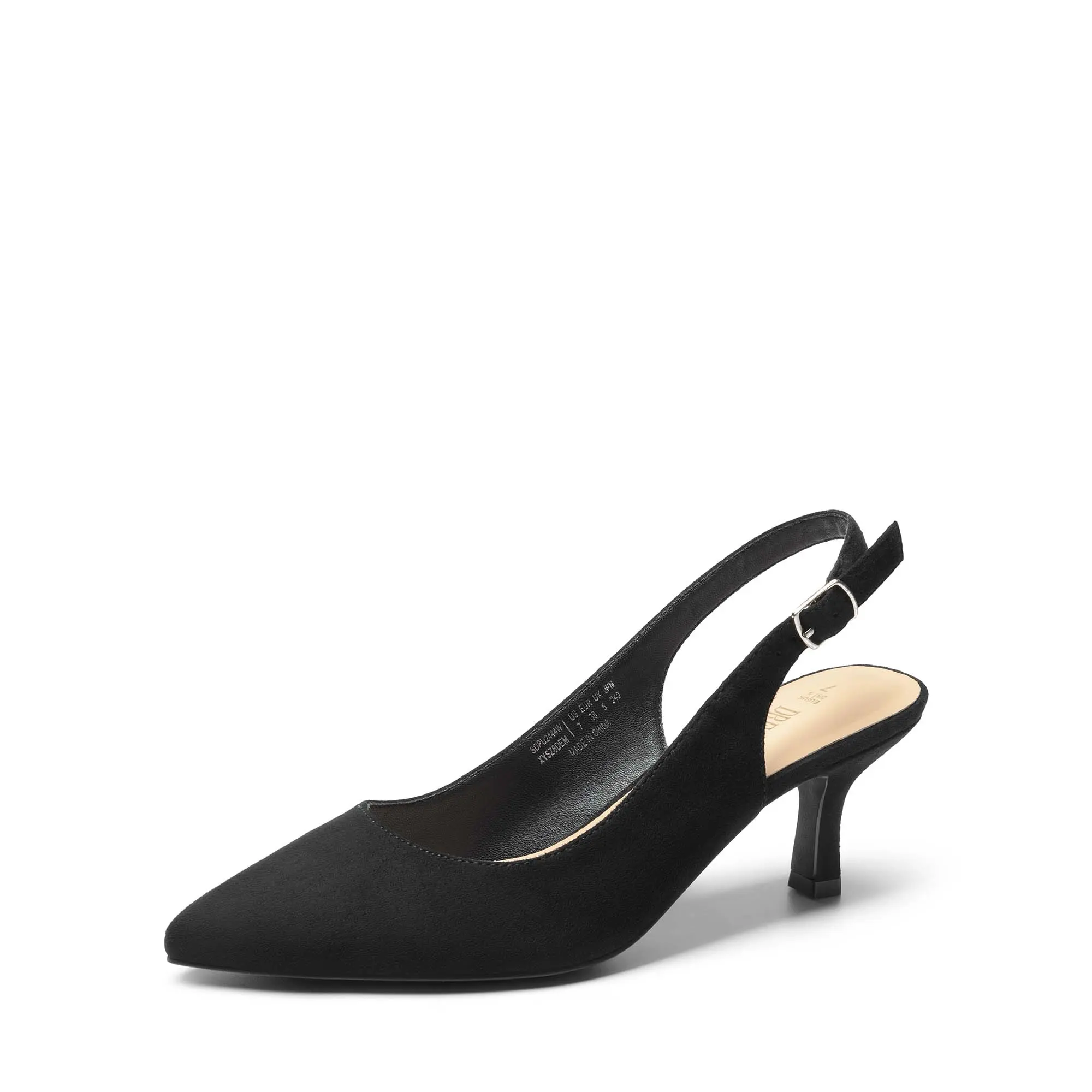 DREAM PAIRS Women's Padded High-Density Latex Soft Leather Slingback Sandals - Pointed Toe Kitten Heels, Classy Elegant Women's Fashion Formal Occasion Walking Shoes, Footwear, Formal Wear, Open Back, Soft Vegan, Formal Events