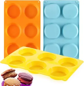 Muffin Top Pan Silicone Egg Mold for Breakfast Sandwiches Non-Stick 3" Round Egg Molds for Muffin Top Whoopie Pies Corn Bread Tarts Set of 3 Oven Safe BPA-Free Food-Grade