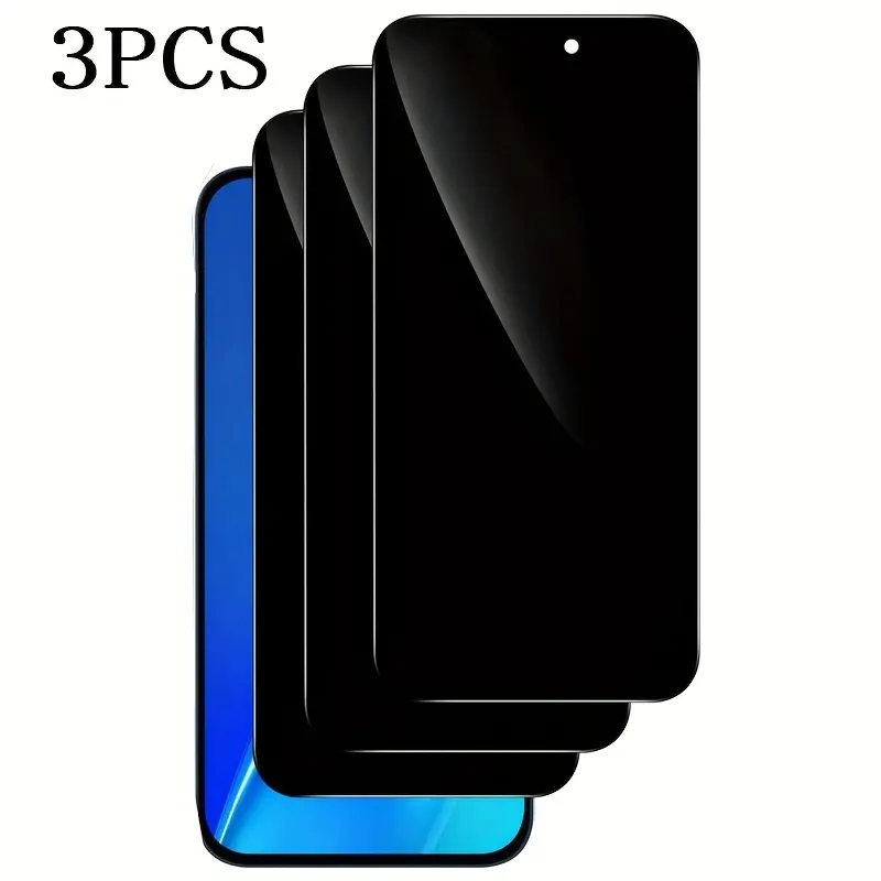 3pcs Cellphone Screen Protector & Camera Casing Set, Bubble-Free Toughened Glass, Spy-Proof Privacy, Full-Coverage for iPhone 16/16E/15/14/13 Plus/Pro Max, Smartphone Installation Tools Included, Mobile Devices Accessories