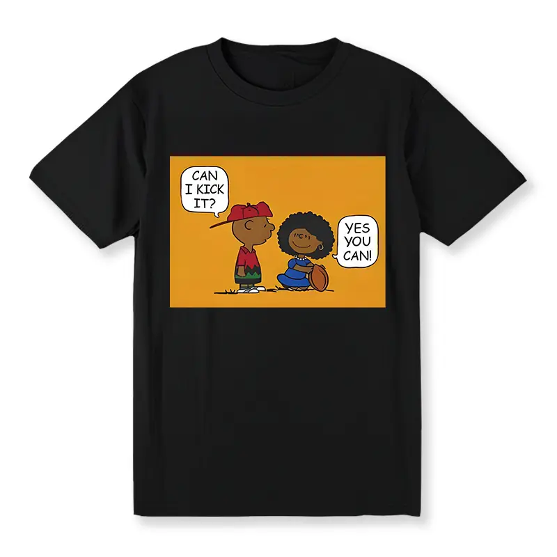 [100% Cotton] Can I Kick It Cartoon T-Shirt Motivational Men'S Tee With Fun Design Casual Cotton Shirt Gift For Friends Summer Vibes Positive Affirmation T-Shirt Classic Fit Soft Smooth Fabric T-Shirt For Men And Women Streetwear Print