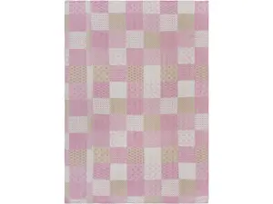 HomeRoots 516585 0.2 x 50 x 70 in. Pink Knitted Cotton Patchwork Throw Blanket