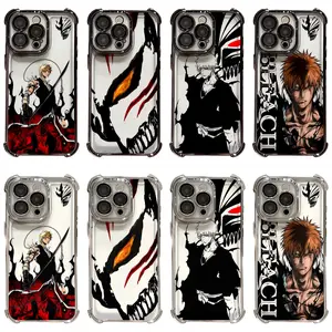 Anime Bleach Ichigo Kurosaki Phone Case for iPhone 17 16 15 14 13 12 11 Pro Max, Hollow Mask Design, Shockproof Electroplated Protective Cover