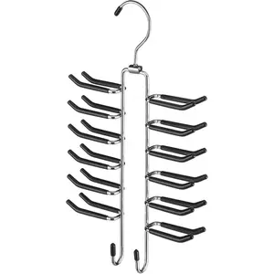 Swivel Tie Hanger with Belt Loops Chrome / Black