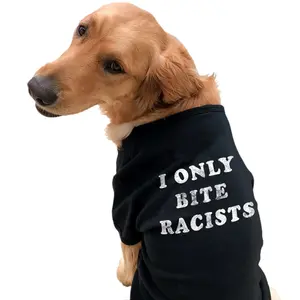 I Only Bite Racists Dog Shirt Funny Black Lives Matter BLM Protest Graphic Novelty Tee Funny Political Puppy TShirt Black