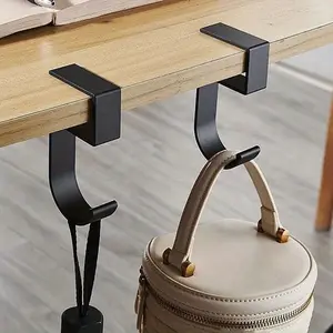 1pc Easy-Install Aluminum Desk Side Hook - Versatile 5-Shaped Design for Bags & Accessories, Perfect for Students, Carry Purse Hook