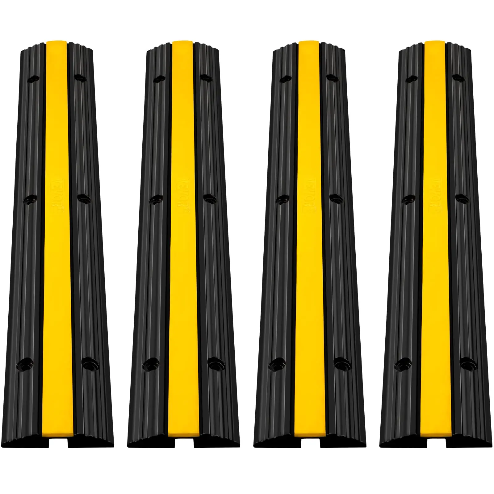 【SummerFinds】VEVOR 4 Pack of 1-Channel Rubber Cable Protector Ramps Heavy Duty 22046Lbs Load Capacity Cable Wire Cord Cover Ramp Speed Bump Driveway Hose Cable Ramp Protective Cover