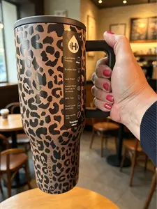 HydroJug 40oz Traveler Classic Brown Leopard PrintTumbler with Triple-Wall Insulation FlipStrawLid for All-Day Hydration Portable InsulatedFlask Mug Printed Drinkware Bottled BottledWater Bottles Bottled