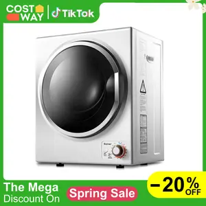 Costway - 1.5 Cu .ft 110V Portable Electric Clothes Dryer with Stainless Steel Tub, Control Panel Downside Easy Control for 4 Automatic Drying Mode