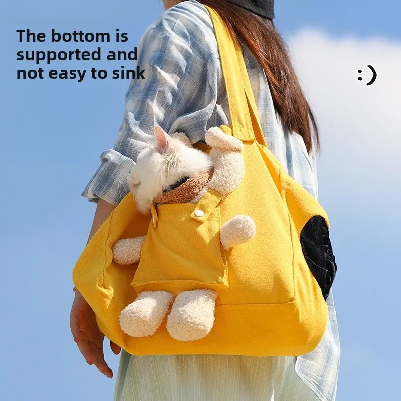 Cat Carrier Pouch Soft Cat Sling Bag for Small Medium Cats, Cute Cartoon Shape Cat Carrying Bag Canvas Tote Bag Cat Sling Pack for Vet Visits & Travel, Pet Carrier for Small Dog & Cat